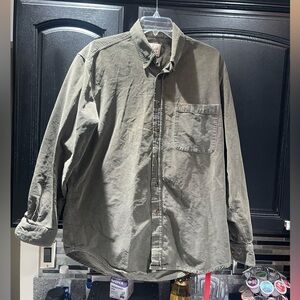 Woolrich Sportsman Chamois Long Sleeve Shirt Mens L Button Down Green